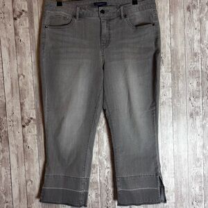 Isaac Mizrahi Live! Gray True Denim Crop Jeans with Cuff Detail